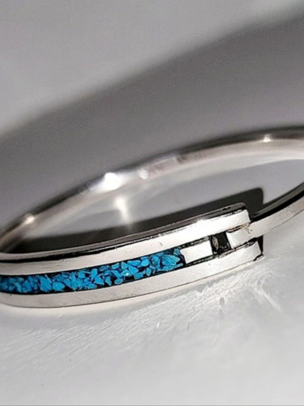 925 Sterling Silver Turquoise Color Bangle Mexico 6.5 Inch